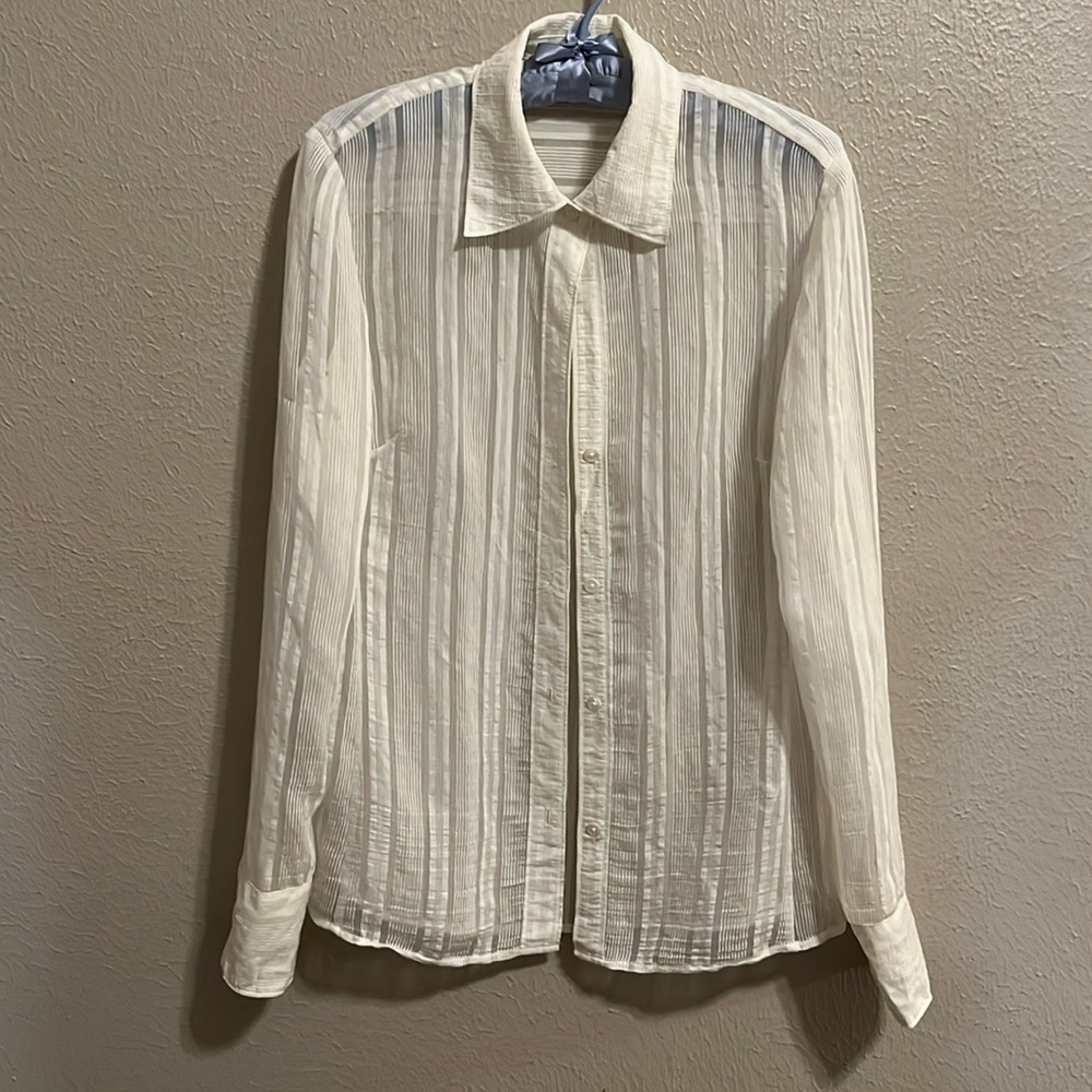 Banana Republic White Sheer Top SZ M